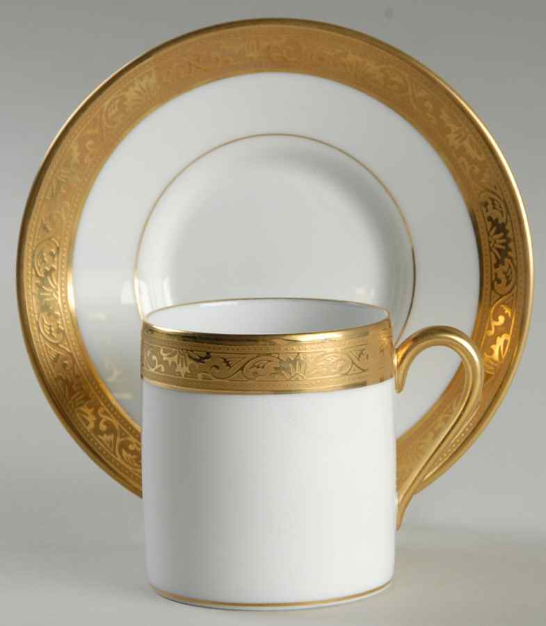 Ambassador Gold (White) Flat Demitasse Cup & Saucer Set by Raynaud-1