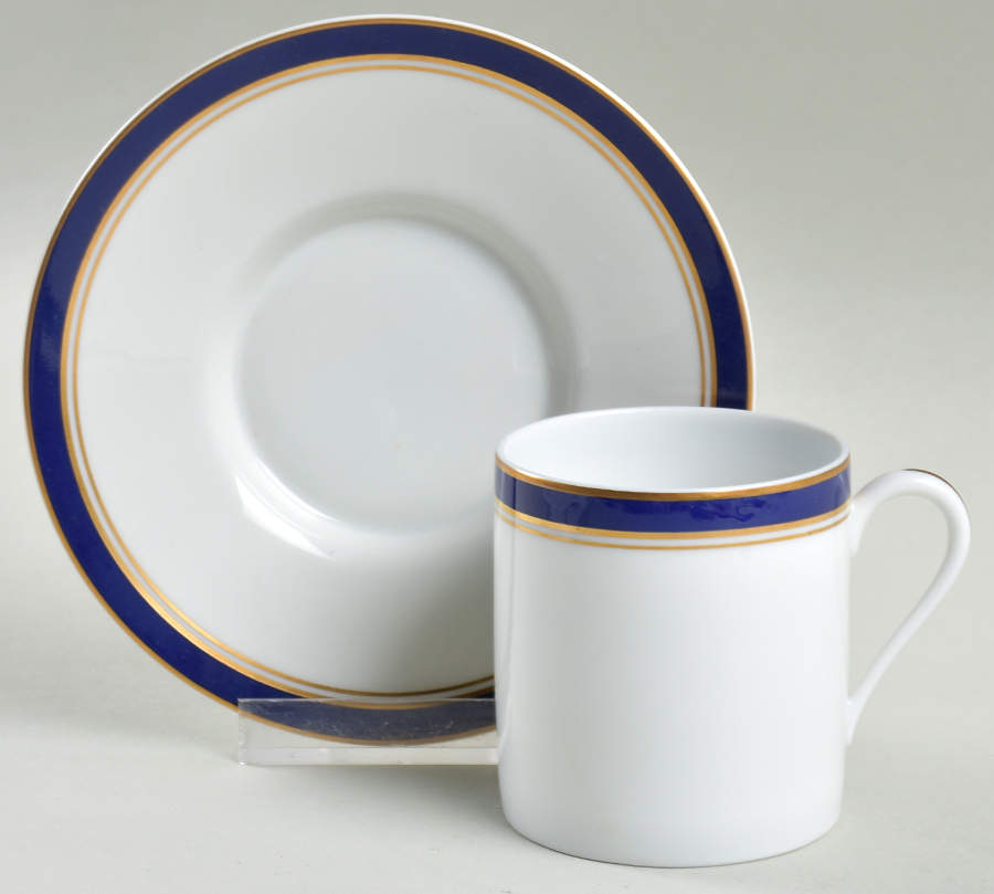 Diplomat Blue Flat Demitasse Cup & Saucer Set by Raynaud-1