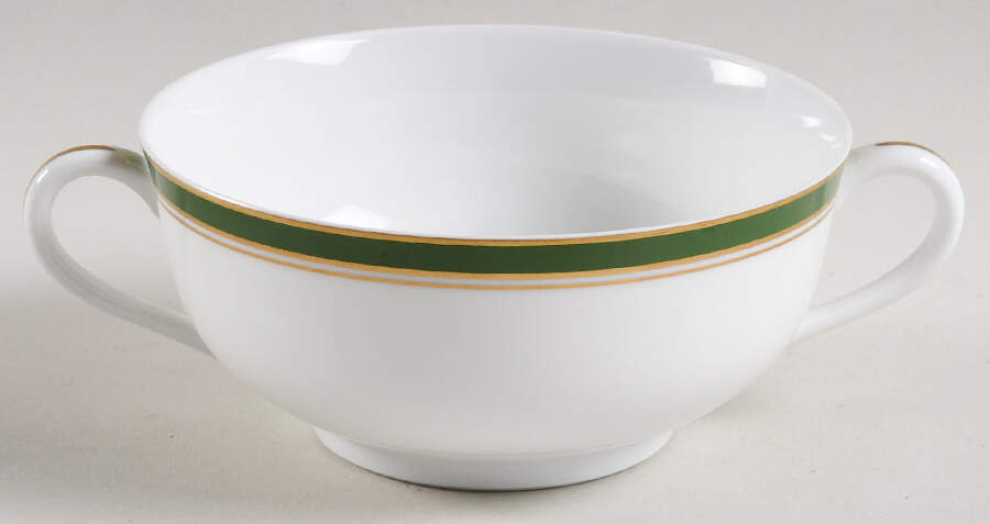 Diplomat Green Footed Cream Soup Bowl by Raynaud-1