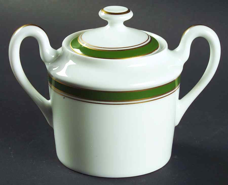 Diplomat Green Sugar Bowl & Lid by Raynaud-1