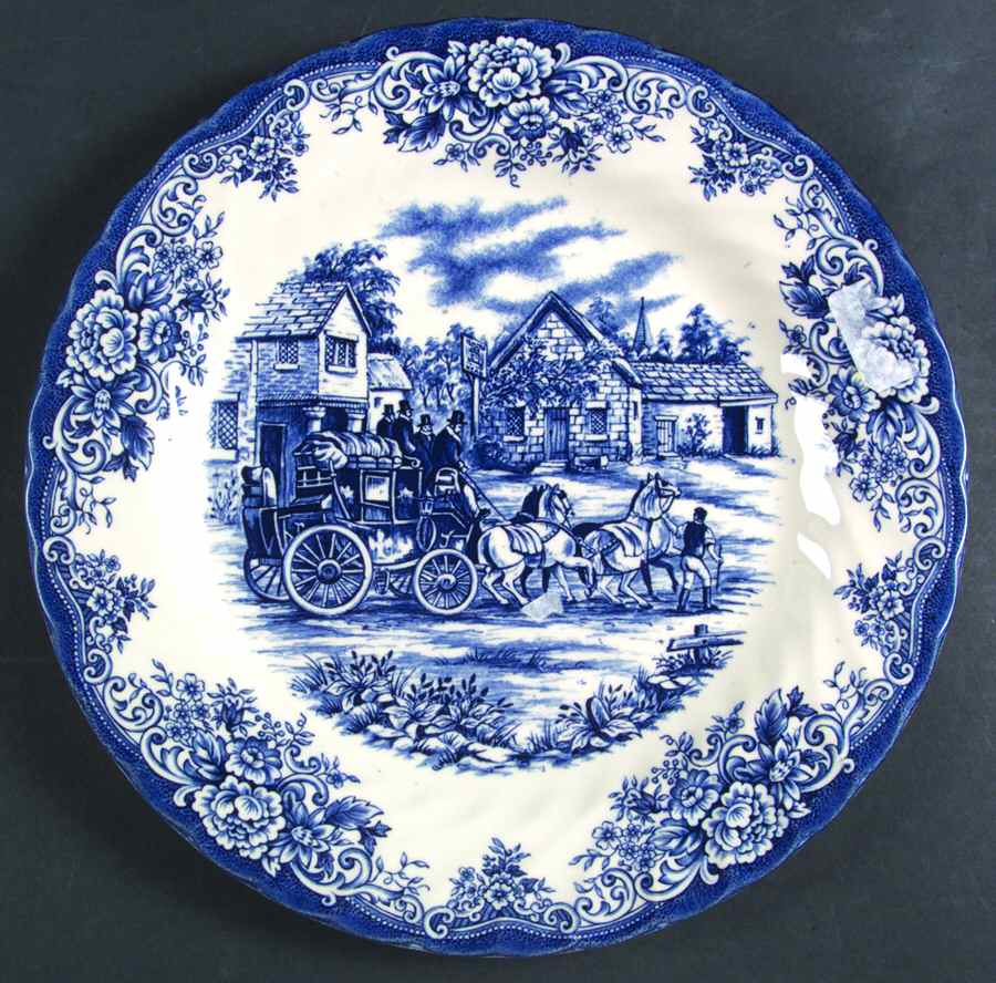 Coaching Scene Blue Dinner Plate by Royal Stafford-1