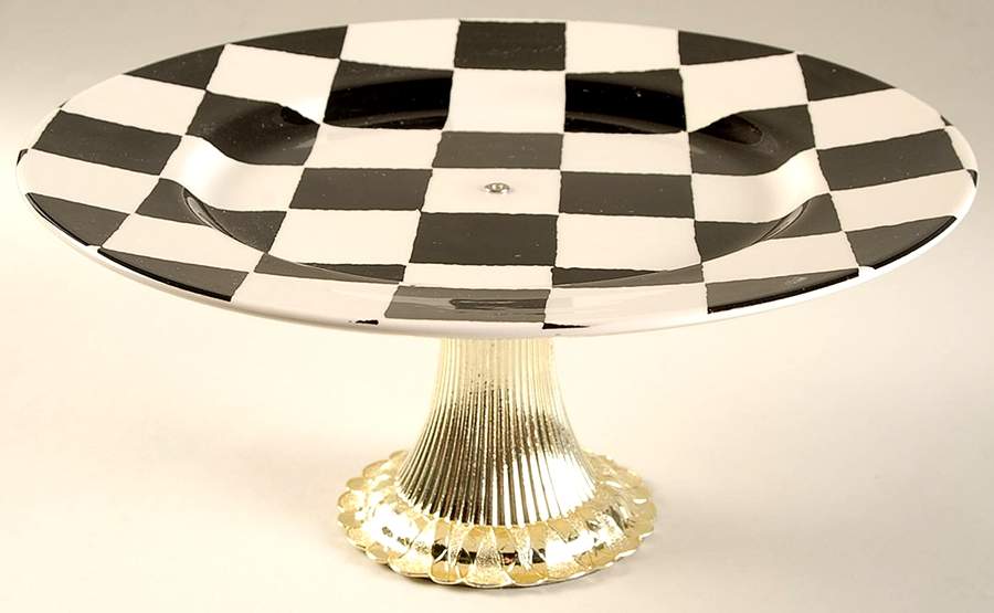 Chequers Cake Stand with 4"-5" Metal Pedestal  Hc by Royal Stafford-1