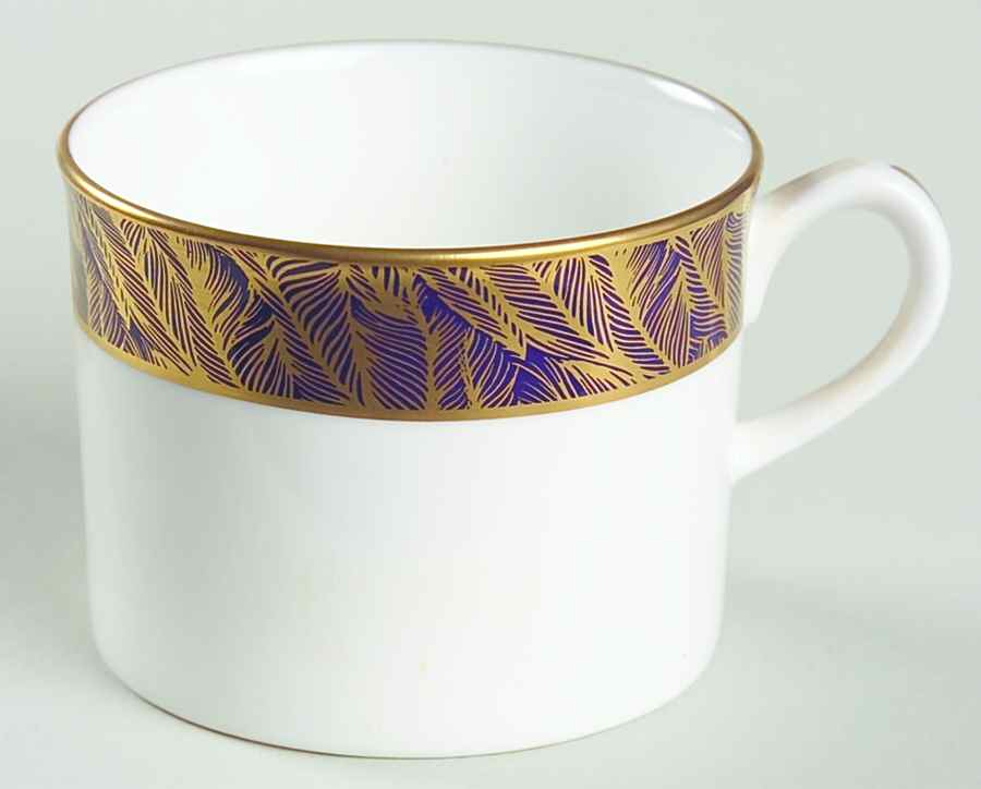 Gold Feather Blue Flat Cup by Royal Worcester-1