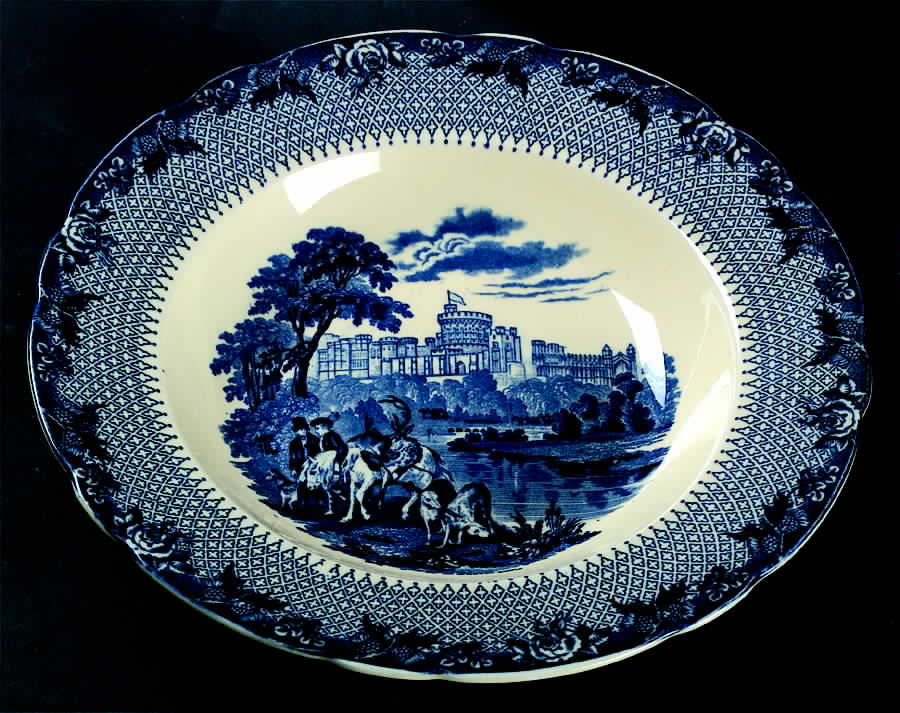 Royal Castles Blue Large Rim Soup Bowl by Royal Cauldon-1