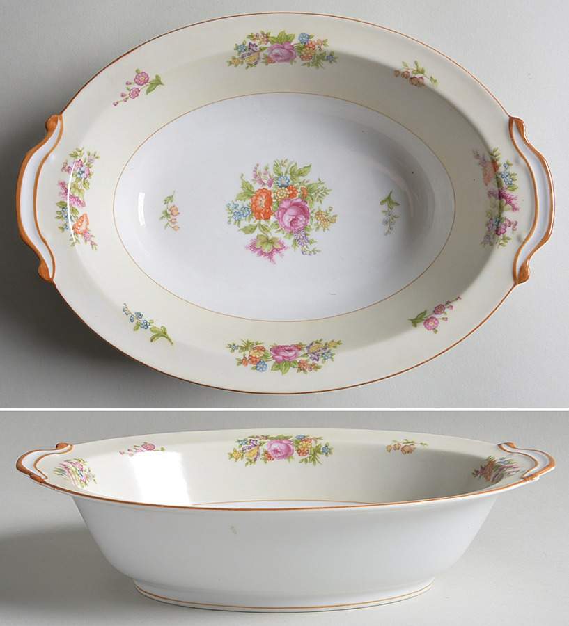 RO74 10" Oval Vegetable Bowl by Rose (Japan)-1