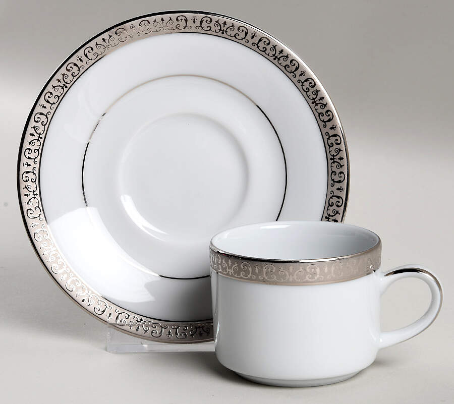 Platinum Buffet Flat Demitasse Cup & Saucer Set by Royal Gallery-1