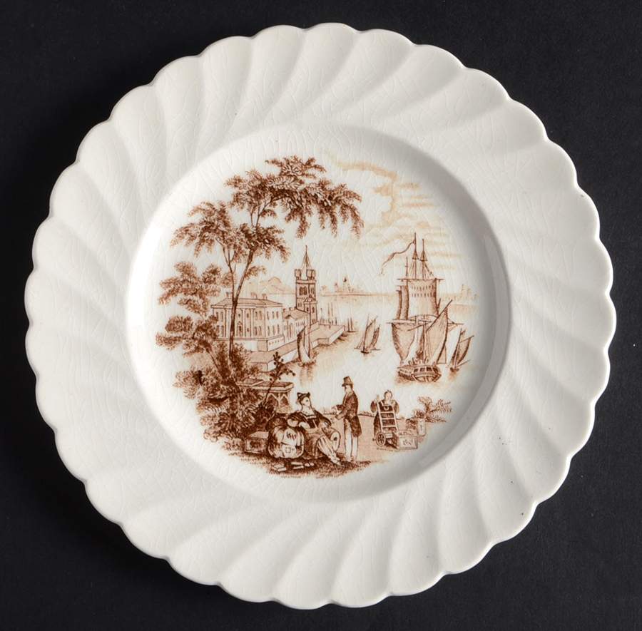 Safe Harbour Brown (Swirl Rim) Bread & Butter Plate by Royal Staffordshire-1