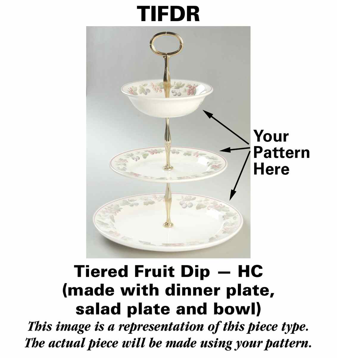 Cherokee Rose Wide Gold Band Tiered Fruit Dip HC by Franciscan-1