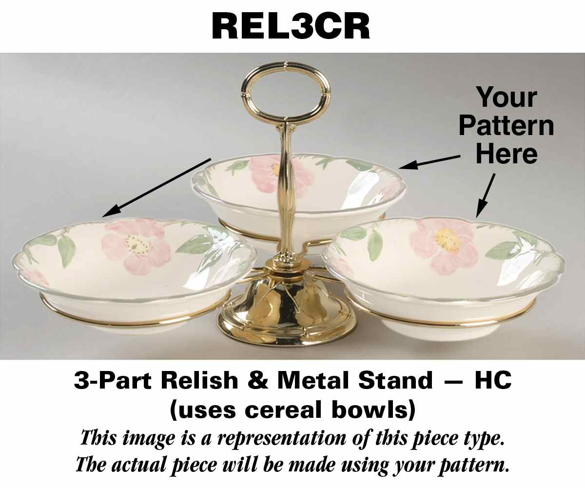 Castile 7" x 12" 3-Part Relish & Metal Stand (CERC) HC by Denby-Langley-1