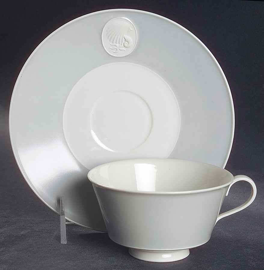 Arcadia Gray (No Trim, Cream Background) Footed Cup & Saucer Set by Royal Berlin-1