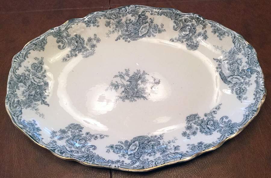 Arcadia Blue and Green 16" Oval Serving Platter by Royal Staffordshire-1