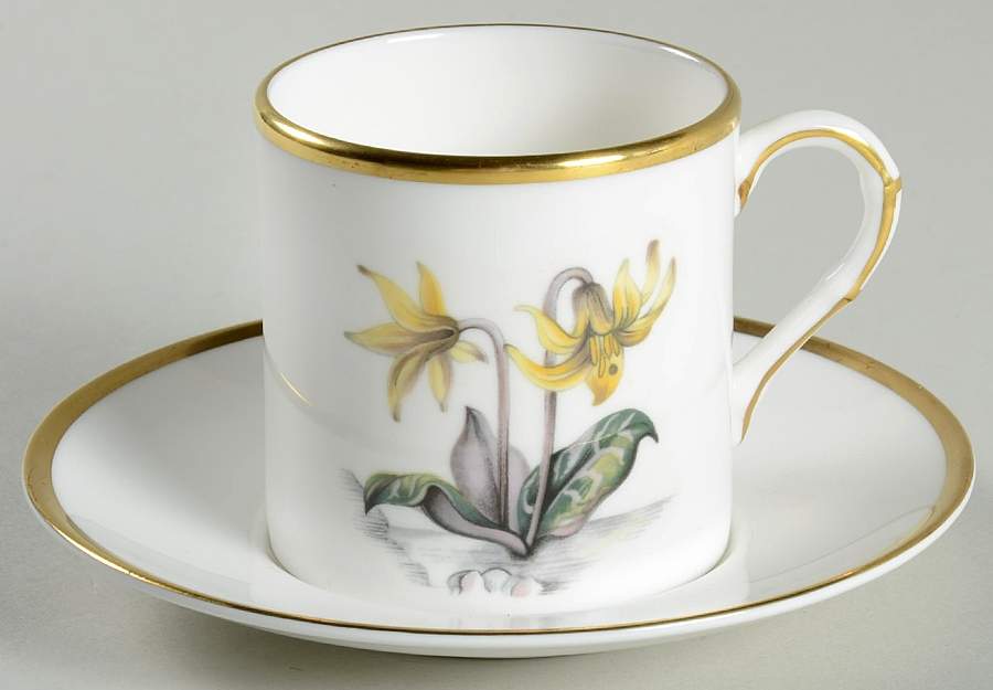 Alpine Flowers Flat Demitasse Cup & Saucer Set by Royal Worcester-1