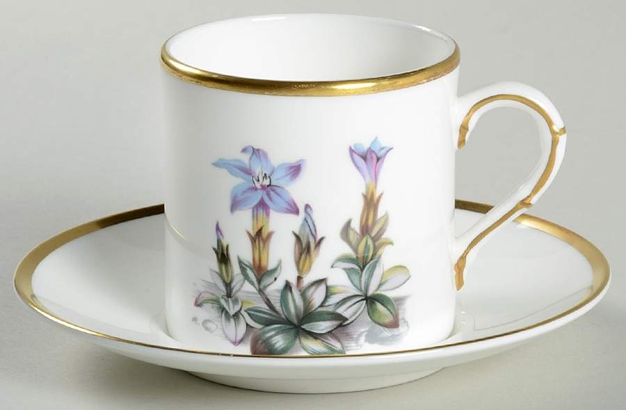 Alpine Flowers Flat Demitasse Cup & Saucer Set by Royal Worcester-1