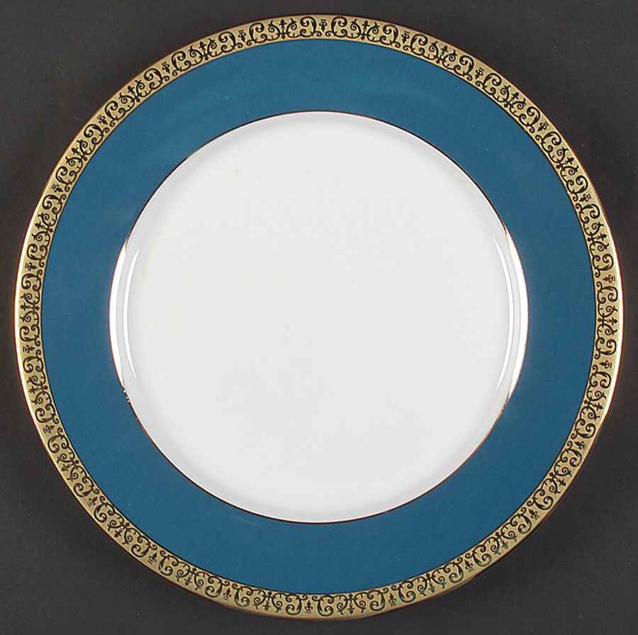 Gold Buffet Teal Green Dinner Plate by Royal Gallery-1