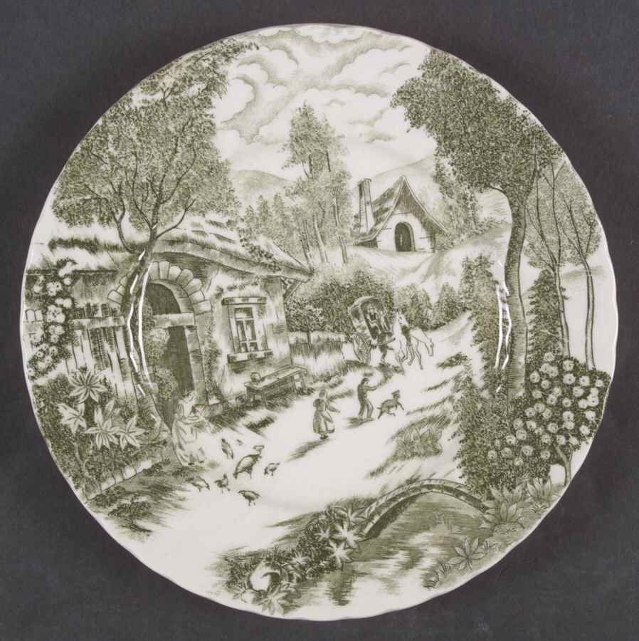 Country French Green Luncheon Plate by Rossini-1