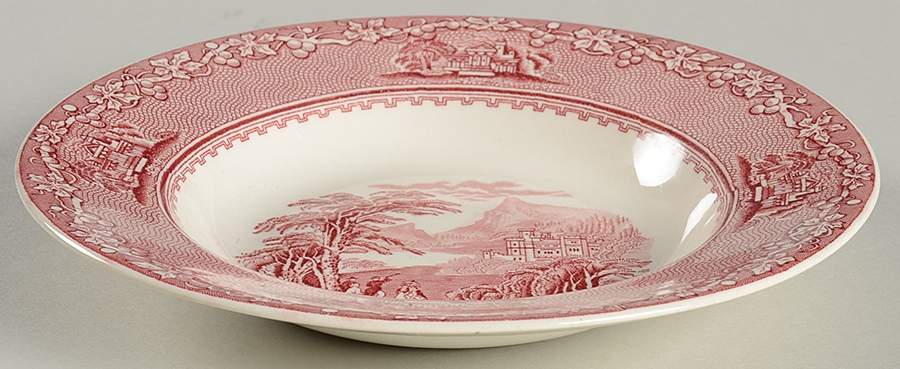 Jenny Lind Pink (Dark Cream Background) Rim Soup Bowl by Royal Staffordshire-1