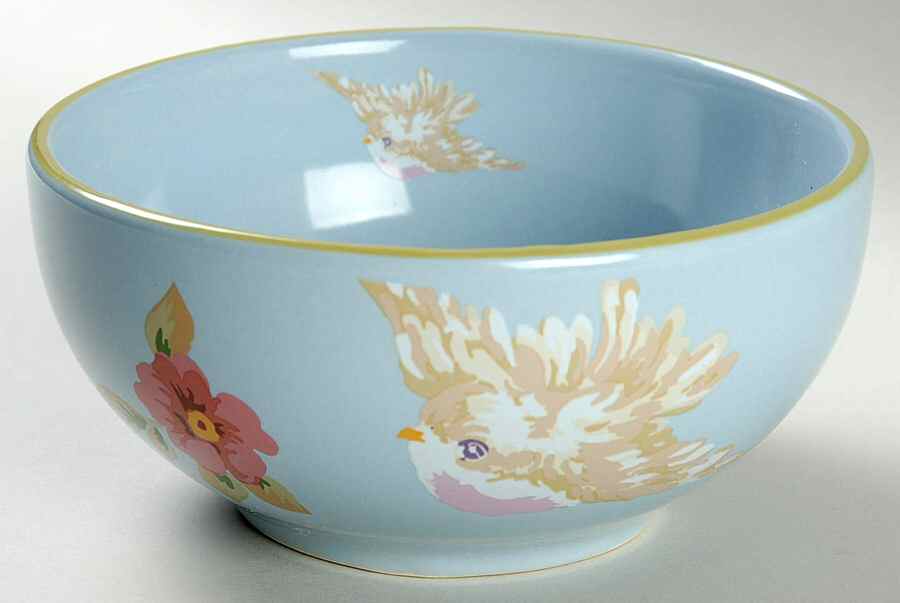 Songbird Garden Periwinkle Coupe Cereal Bowl by Rosie B Farmer-1