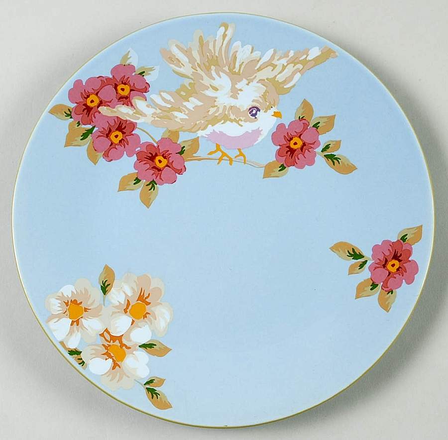 Songbird Garden Periwinkle Breakfast Plate by Rosie B Farmer-1