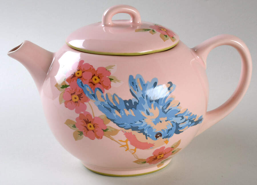 Songbird Garden Pink Teapot & Lid by Rosie B Farmer-1