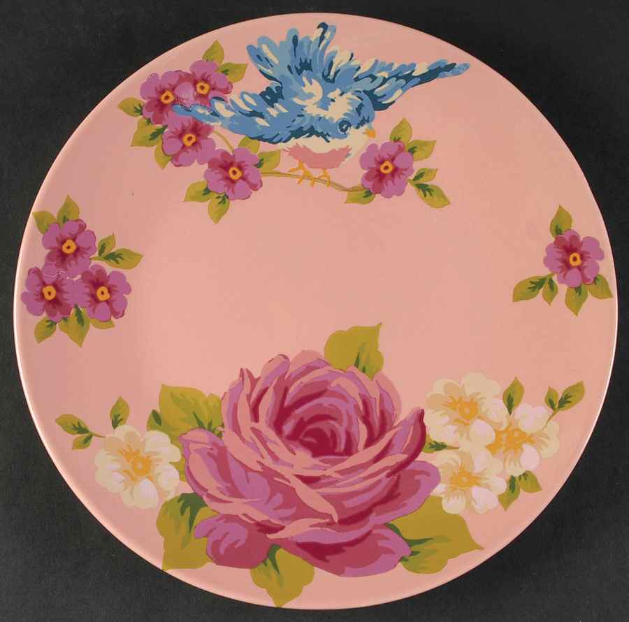 Songbird Garden Pink Dinner Plate by Rosie B Farmer-1