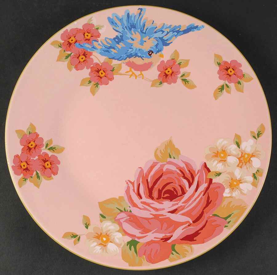 Songbird Garden Pink Dinner Plate by Rosie B Farmer-1