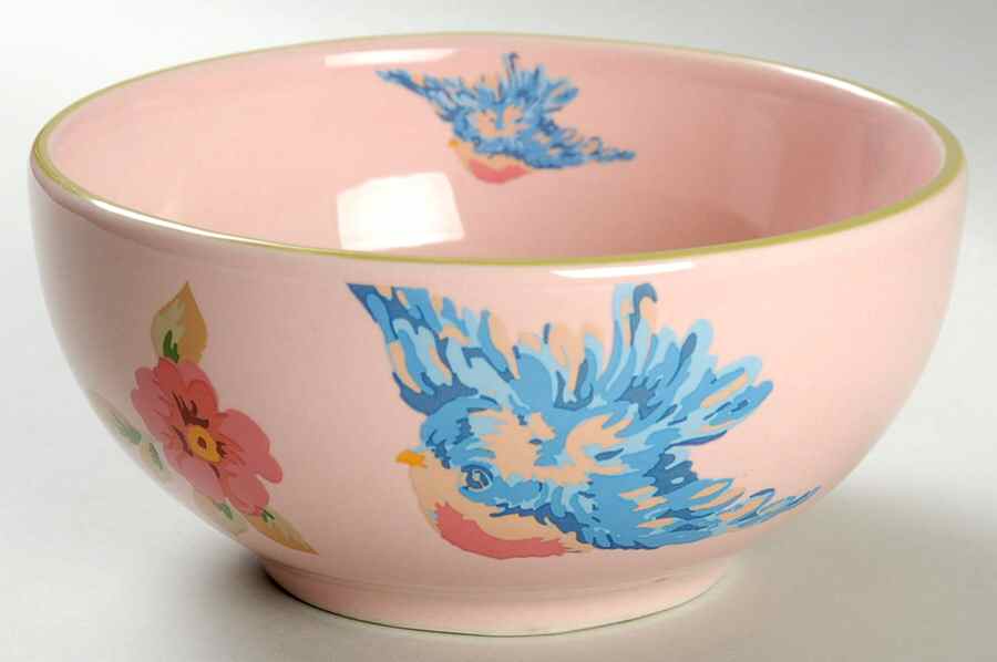 Songbird Garden Pink Coupe Cereal Bowl by Rosie B Farmer-1