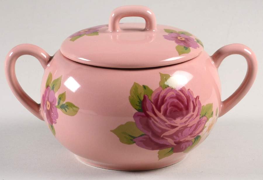 Songbird Garden Pink Sugar Bowl & Lid by Rosie B Farmer-1