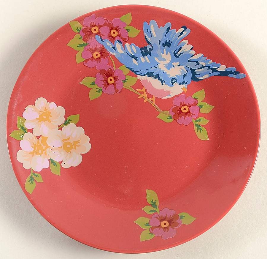 Songbird Garden Raspberry Breakfast Plate by Rosie B Farmer-1