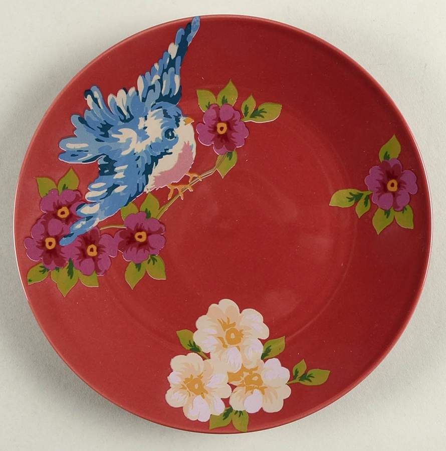Songbird Garden Raspberry Salad Plate by Rosie B Farmer-1