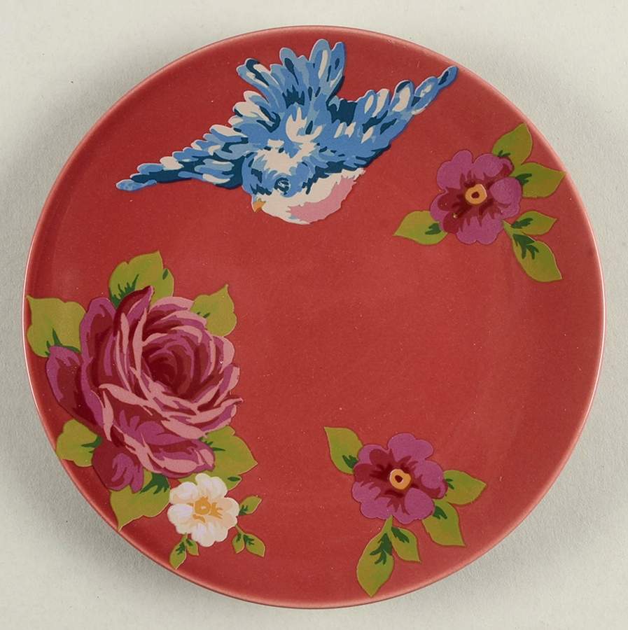 Songbird Garden Raspberry Saucer by Rosie B Farmer-1
