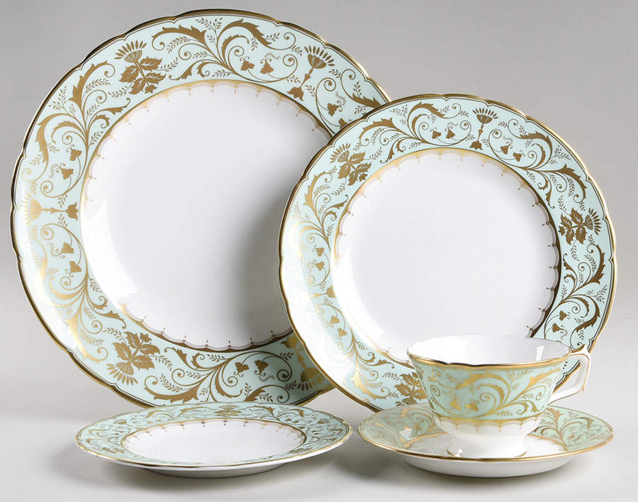 Darley Abbey Harlequin Green 5 Piece Place Setting by Royal Crown Derby-1