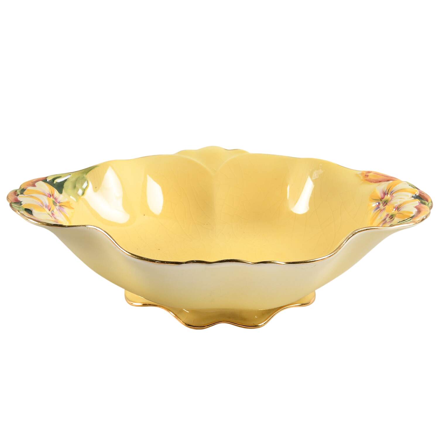 Petunia (Yellow) 9" Oval Vegetable Bowl by Royal Winton-1