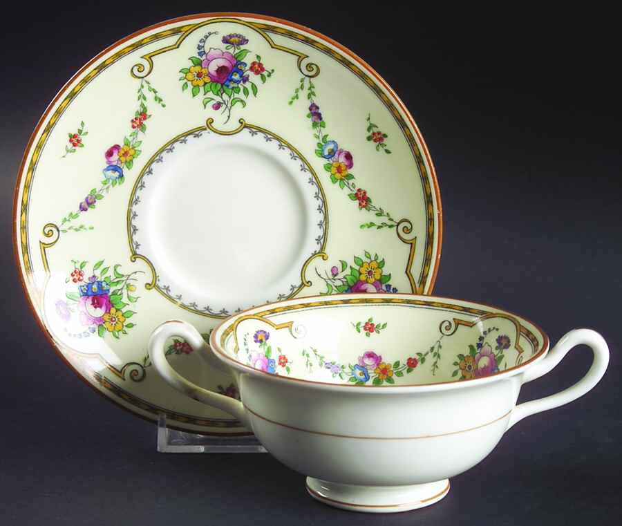 Sledmere (Cream Rim) Footed Bouillon Cup & Saucer by Royal Cauldon-1