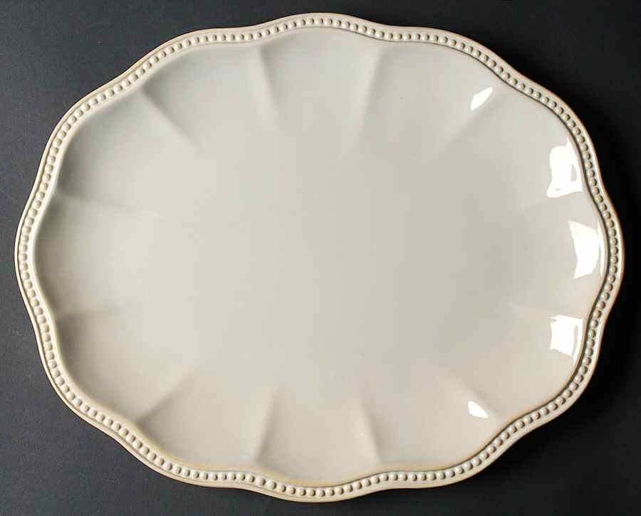Hobnail Cream 16" Oval Serving Platter by Roscher & Co-1