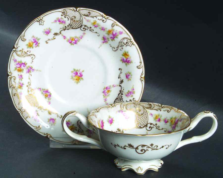N820 Footed Bouillon Cup & Saucer by Royal Cauldon-1