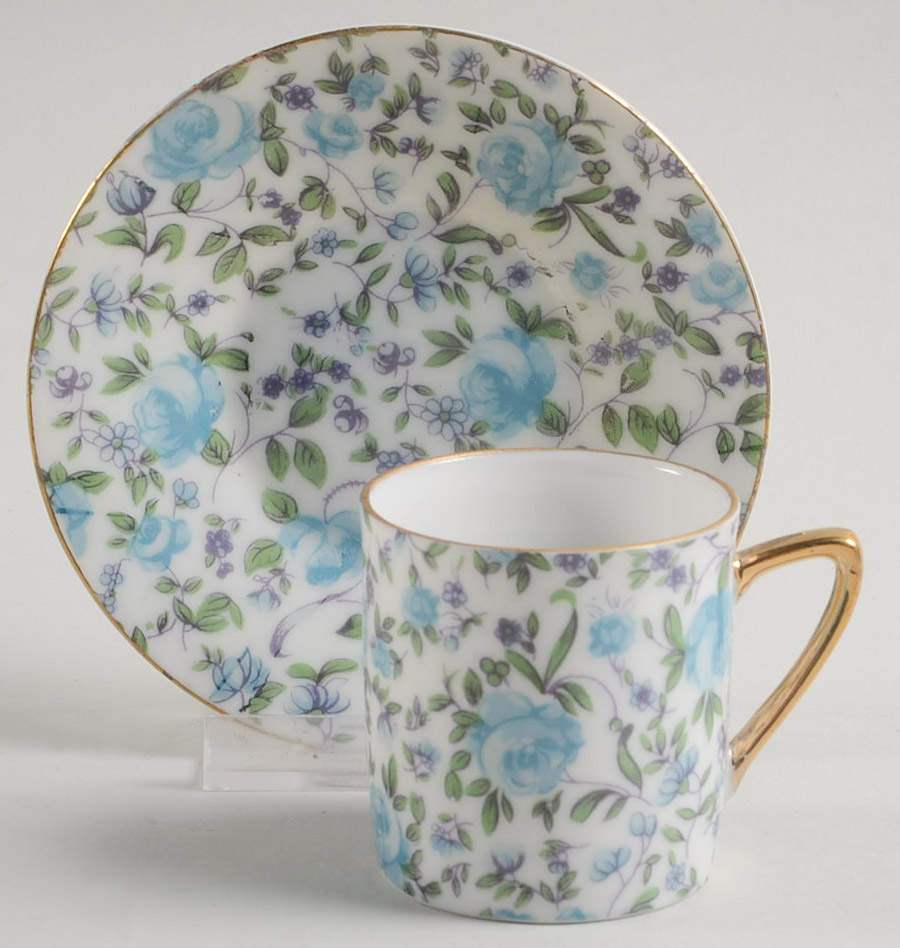 Devon Rose Demitasse Cup & Saucer Set by Royal Crown (Japan)-1