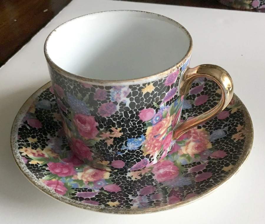 Maria Flat Demitasse Cup & Saucer Set by Royal Crown (Japan)-1