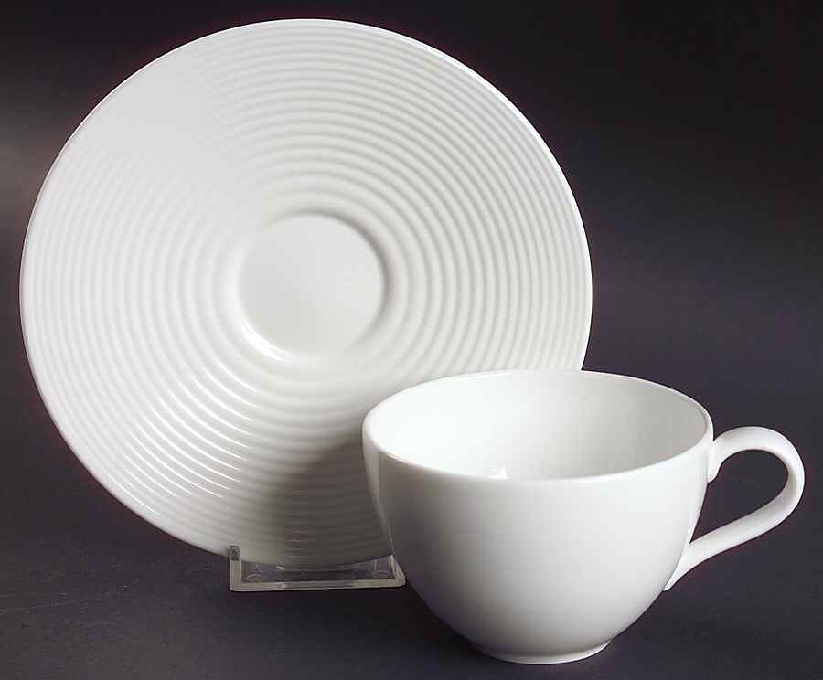 Gordon Ramsay White (Bone, No Trim) Flat Cup & Saucer Set by Royal Doulton-1