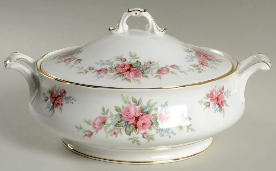 Rambling Rose (Scalloped) Round Covered Vegetable by Royal Standard-1