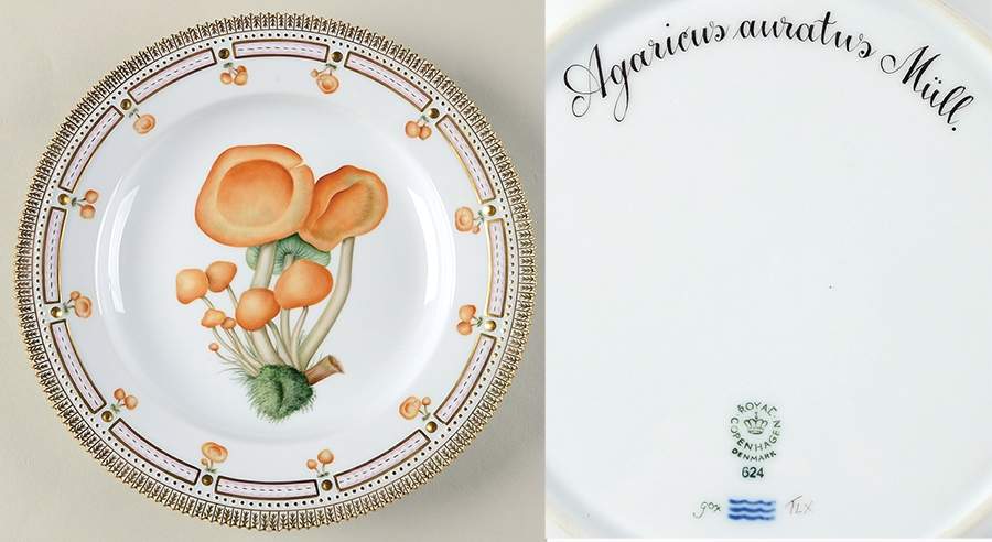 Flora Danica Fungi Collection Dinner Plate-Orchis sambucina L by Royal Copenhagen-1