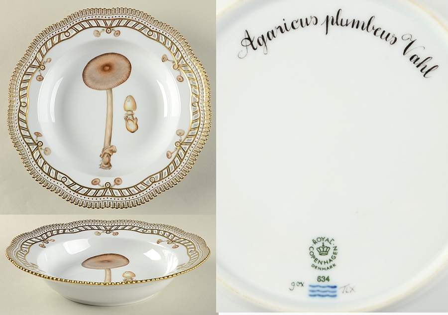 Flora Danica Fungi Collection Pierced Large Rim Soup Bowl by Royal Copenhagen-1