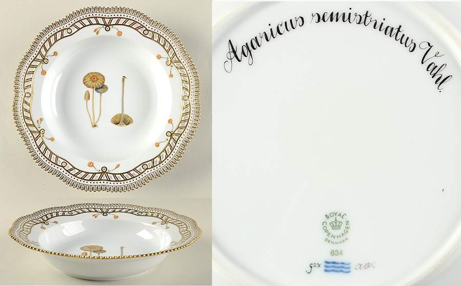 Flora Danica Fungi Collection Pierced Large Rim Soup Bowl by Royal Copenhagen-1