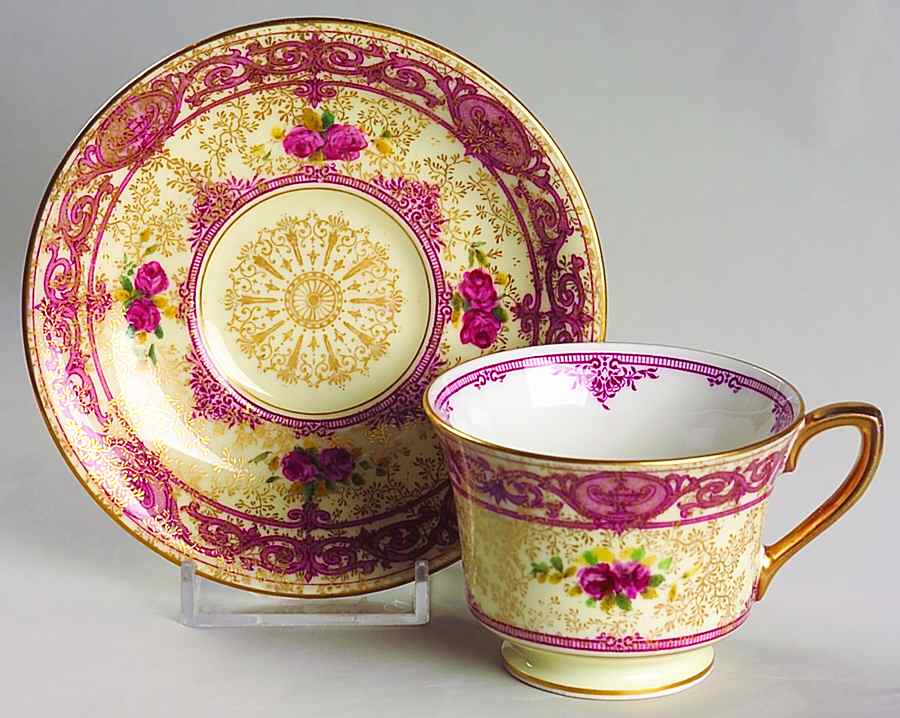 Z532 Maroon Footed Demitasse Cup & Saucer Set by Royal Worcester-1