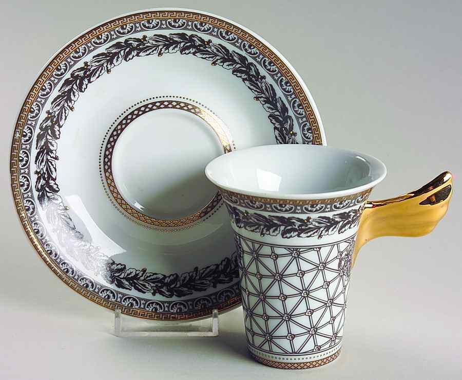 Margueterie Flat Cup & Saucer Set by Rutherford (Italy)-1
