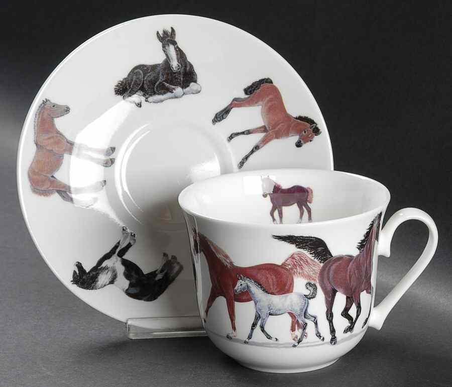 Horses Breakfast Cup & Saucer Set by Roy Kirkham-1