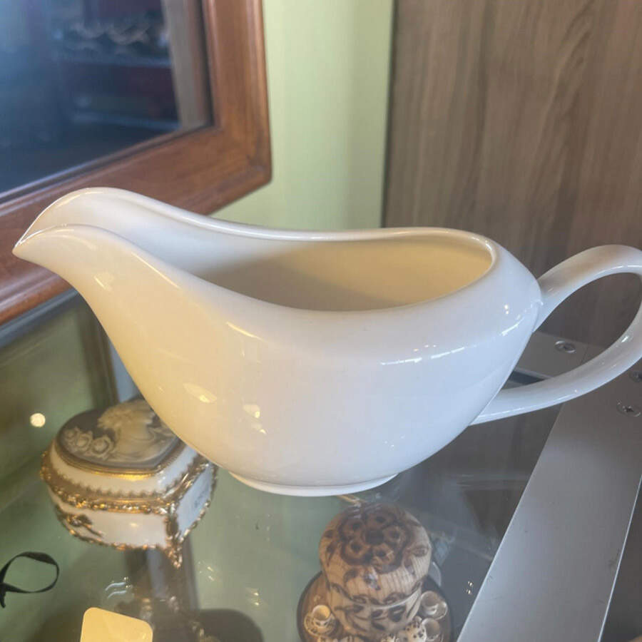 Classic White Coupe Gravy Boat by Rhubarb-1