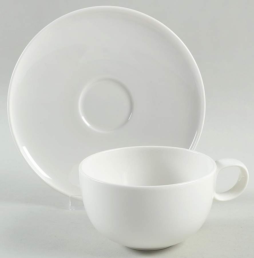 Everytime White Flat Cup & Saucer Set by Red Vanilla-1
