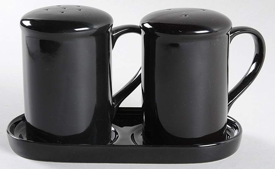Black (Square) (3 Pc) Salt & Pepper Tray Set by Royal Limited-1
