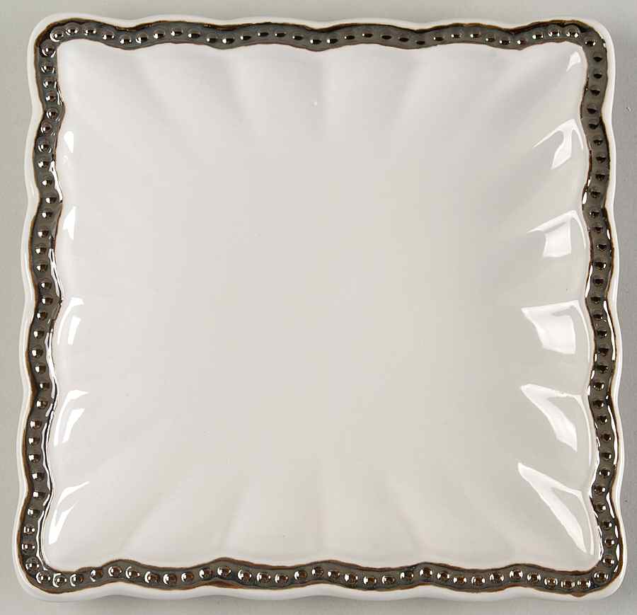 Hobnail White Platinum Square Salad Plate by Roscher & Co-1