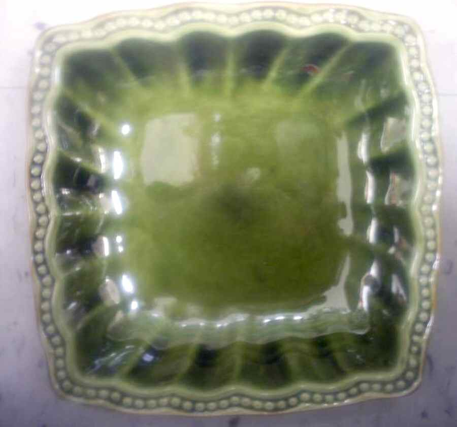 Hobnail Forest Green Square Soup/Cereal Bowl by Roscher & Co-1